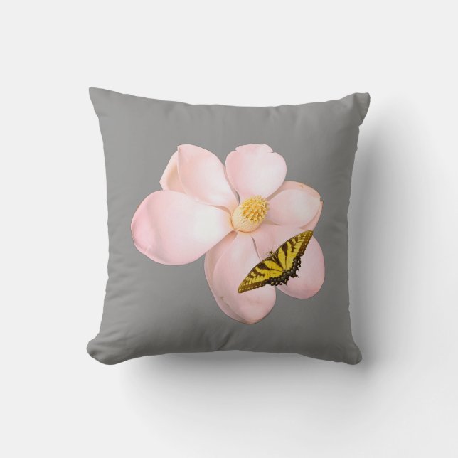 Magnoliautskrift, Värdeaffischpapper (Semi-Gloss) Kudde (Framsida)