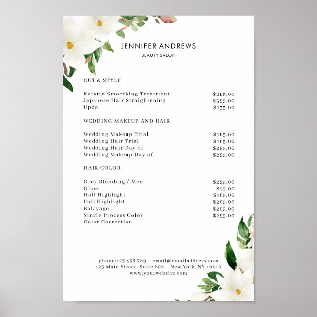 Magnolien Salon Preisliste Poster (Framsidan)