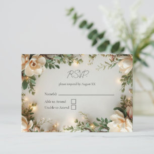 Magnolior och Ljussättning Elegant Blommig Bröllop OSA Kort