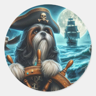 Magnum Shih Tzu Pirat Stickers Runt Klistermärke
