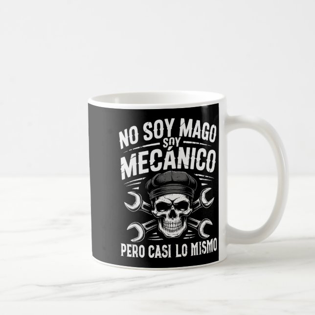 Mago Y Mecánico Funny Car Mechanic Skull Spanish V Kaffemugg (Höger)