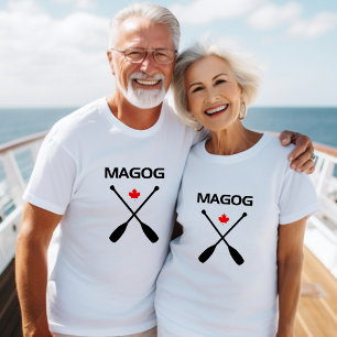 Magog Canada Crossed Paddle Oars Maple Löv T Shirt