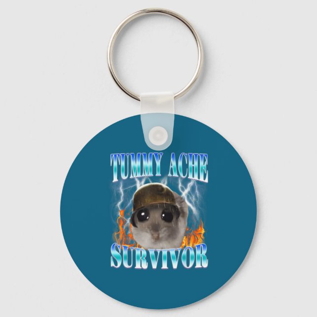 Magontagare överlevande hamster meme rolig slogan  nyckelring (Framsida)