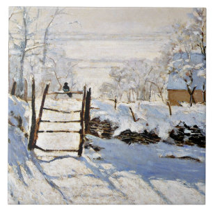 Magpie, berömd panting by Claude Monet. Kakelplatta