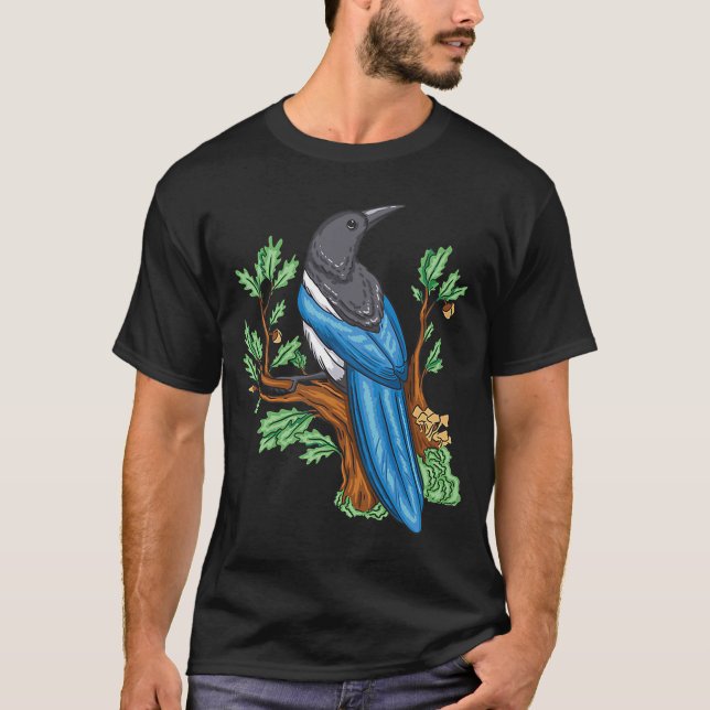 Magpie Bird Birder Watching Cute Birdy Nature T Shirt (Framsida)