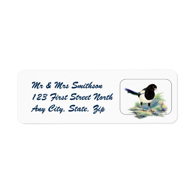 Magpie Bird Nature Wildlife Animal Address Label Returadress Etikett (Framsidan)