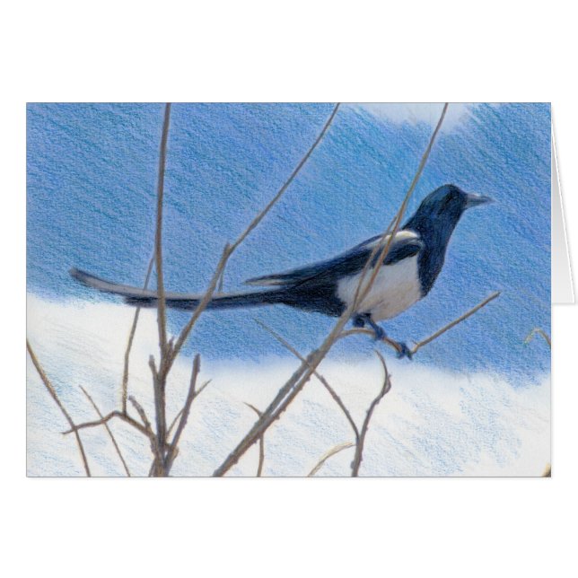 Magpie Fine Art Card Hälsningskort (Framsidan Horizontal)