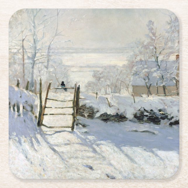 Magpie, Monet Underlägg Papper Kvadrat (Framsidan)