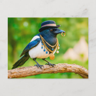 Magpie täckt av judar och grammofoner helg vykort