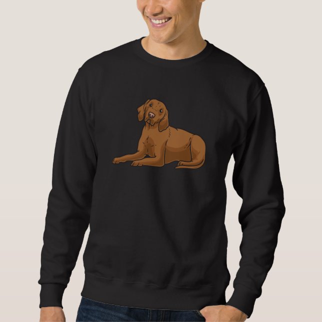Magyar Vizsla Hund med mjukisdjur och hjärta Lång Ärmad Tröja (Framsida)