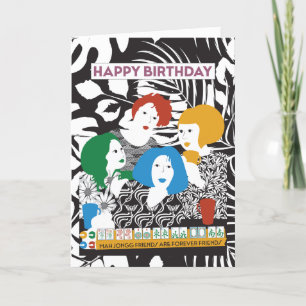 Mah Jong Friends Birthday Card Tack Kort