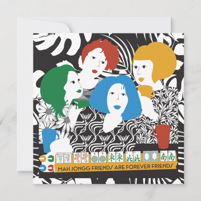 Mah Jong Friends Flat Card Julkort (Framsida)