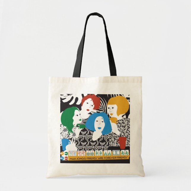 Mah Jong Friends Tote Tygkasse (Framsidan)