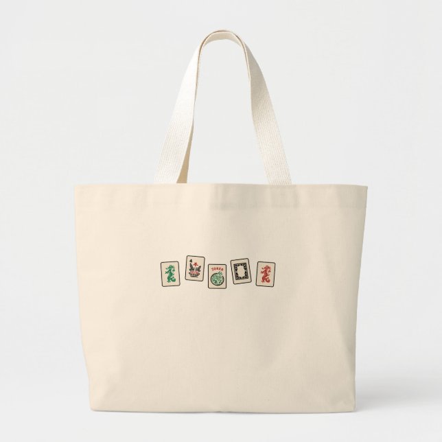 Mah Jong Gift, Mah Jongg Tote Bag Jumbo Tygkasse (Framsidan)