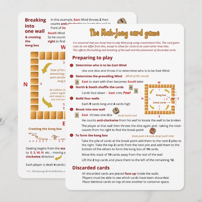 Mah-Jong-kortspelet - skillnader Inbjudningar (Fram/baksida)
