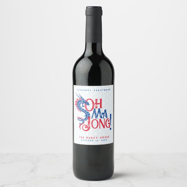 Mah Jong! | Mh-Jongg Vin-etiketter Vinflaska Etikett (Framsida)