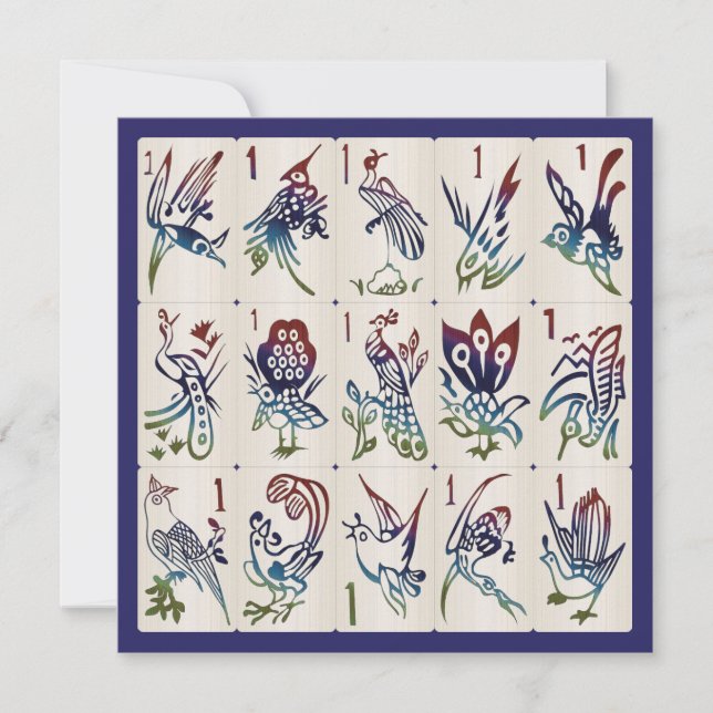 Mah Jong One Bams Flat Card Inbjudningar (Framsida)