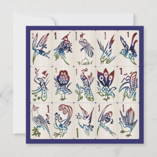 Mah Jong One Bams Flat Card Inbjudningar