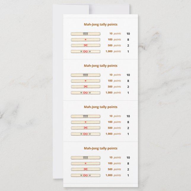 Mah-Jong tally points card - 2 Inbjudningar (Framsida)