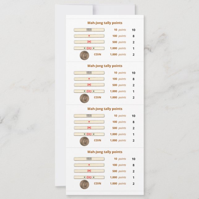 Mah-Jong tally points card - 2 (med mynt) Inbjudningar (Framsida)