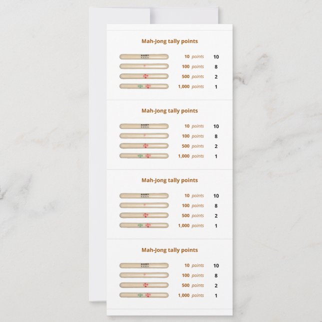 Mah-Jong tally points card - 3 Inbjudningar (Framsida)