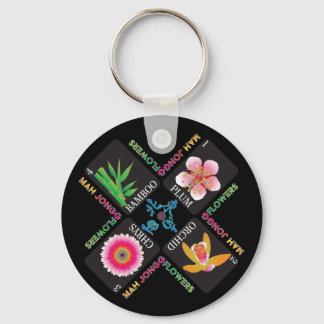 Mah Jongg 4 Flowers Keychain Nyckelring