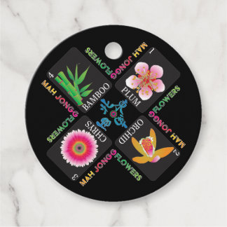 Mah Jongg 4 Flowers Märkre Gåvor Etiketter