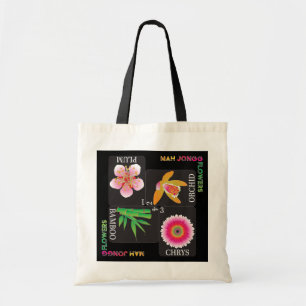 Mah Jongg 4 Flowers Tote Tygkasse
