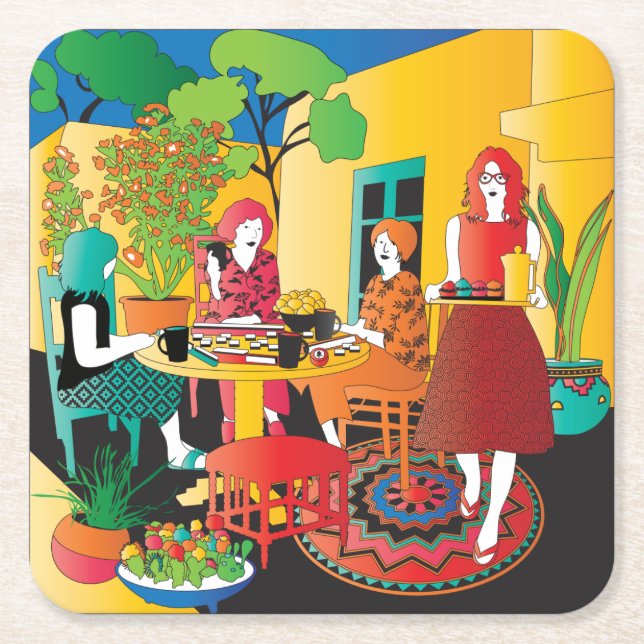 Mah Jongg Adobe Underläggs Underlägg Papper Kvadrat (Framsidan)