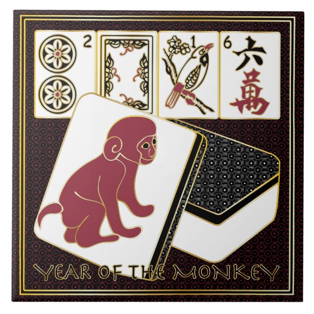 Mah Jongg-året i Monkey Kakelplatta (Framsidan)
