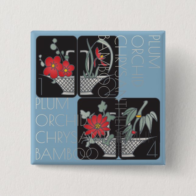 Mah Jongg Basket Brooch Knapp (Framsida)