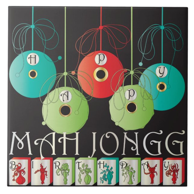 Mah Jongg Bettors Birthday Tile Kakelplatta (Framsidan)