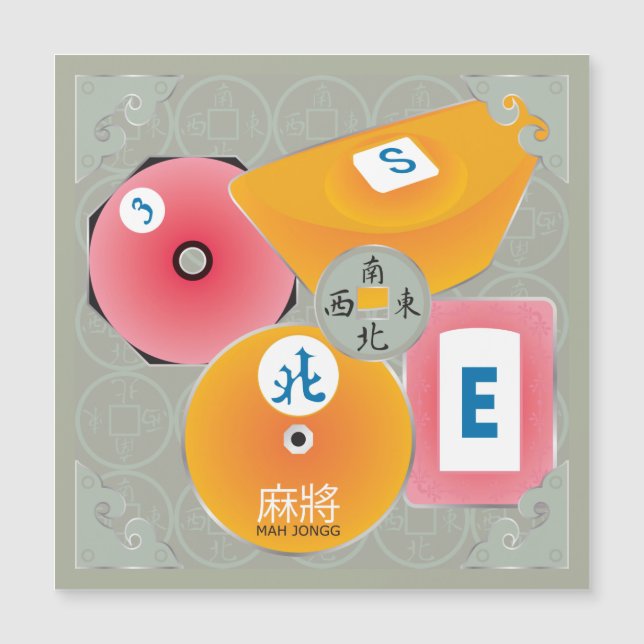 Mah Jongg Bettors Magnet Card (Framsida)