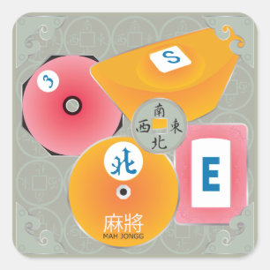 Mah Jongg Bettors Stickers Fyrkantigt Klistermärke