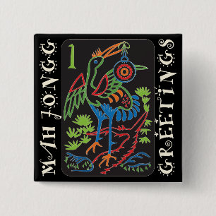 Mah Jongg Bird Hälsning Button Knapp