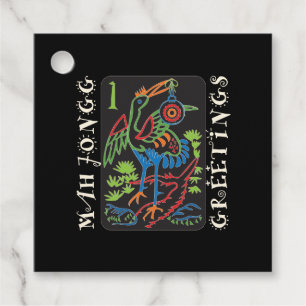 Mah Jongg Bird Hälsning Gift Märkre Gåvor Etiketter