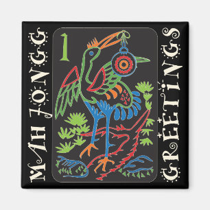Mah Jongg Bird Hälsning Magnet