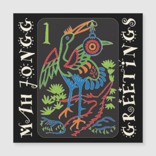 Mah Jongg Bird Hälsning Magnet Card