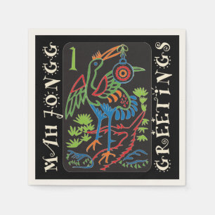 Mah Jongg Bird Hälsning Napkins Pappersservett