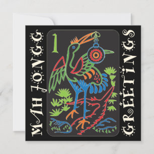 Mah Jongg Bird Hälsning-platta kort