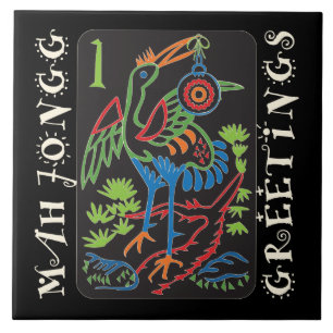 Mah Jongg Bird Hälsning Tile Kakelplatta
