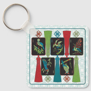 Mah Jongg Bird Tassels Keychain Nyckelring