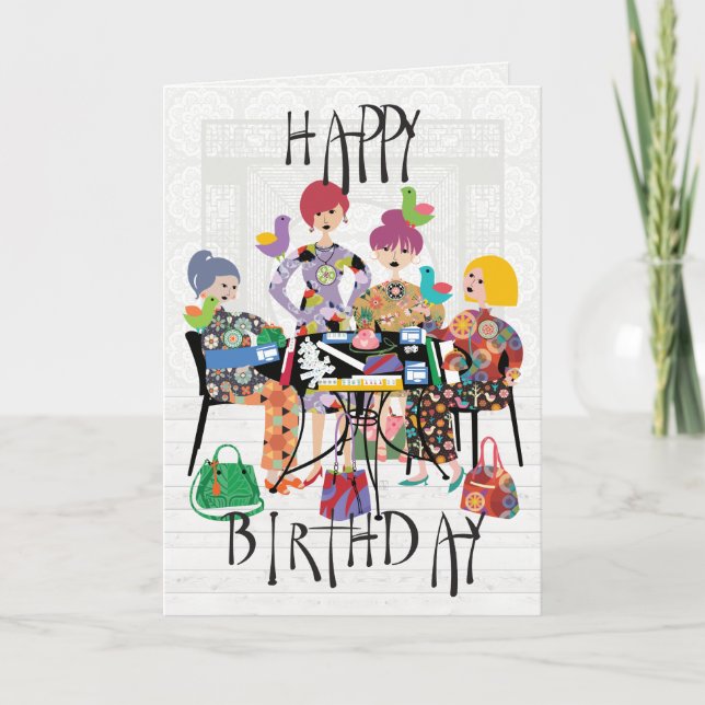 Mah Jongg Birds Card Tack Kort (Framsida)