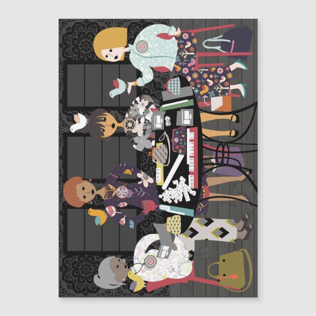 Mah Jongg Birds Magnetisk Inbjudningskort (Framsida)