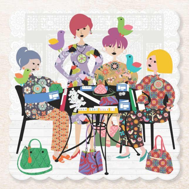 Mah Jongg Birds Papper Underläggs Underlägg Papper (Framsida)