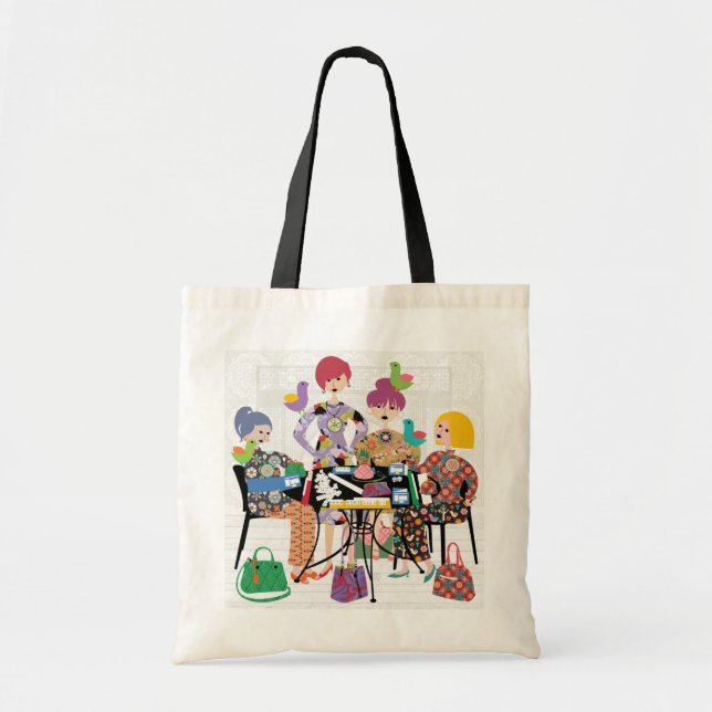 Mah Jongg Birds Tote Tygkasse (Framsidan)