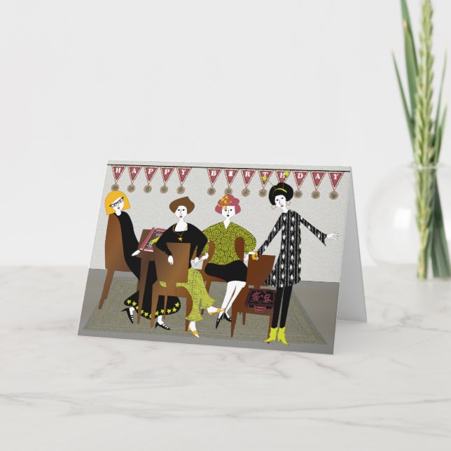 Mah Jongg Birthday Banner Card Kort (Framsida)