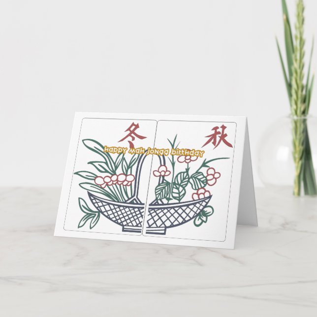 Mah Jongg Birthday Basket Kort (Framsida)
