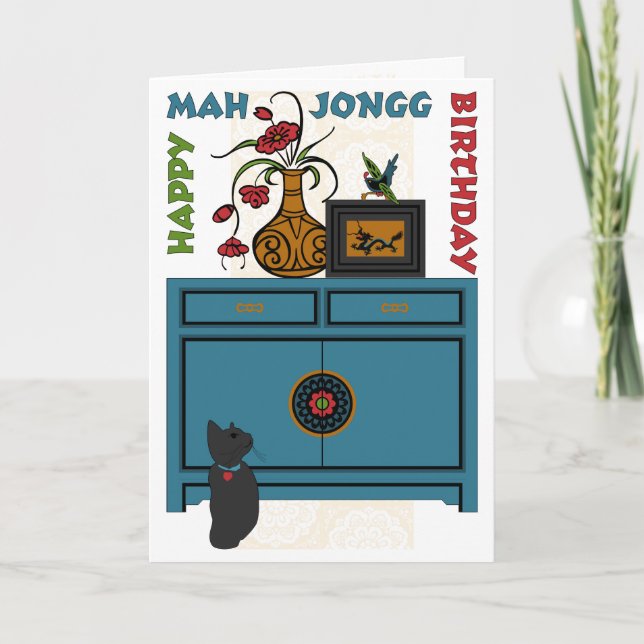 Mah Jongg Birthday Card Kort (Framsida)
