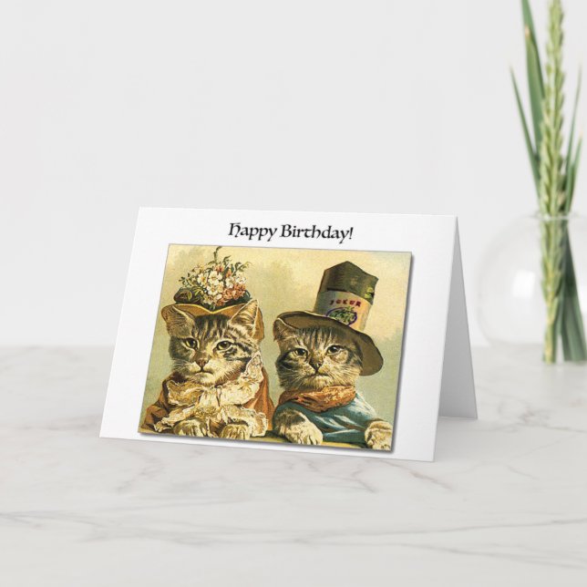 Mah Jongg Birthday Card Victorian Cats Kort (Framsida)
